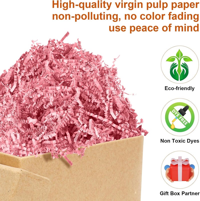 Darfukei Crinkle Paper Filler, Valentine's Day Shredded Paper For Gift Baskets 1/2LB (8 oz) , Pink Mother's Gifts Day Baskets Grass, Crinkle Cut Papers Shred For Birthdays, Weddings,Boxes Bags, Basket Filler ,Anniversaries,Gift Wrapping - Image 3